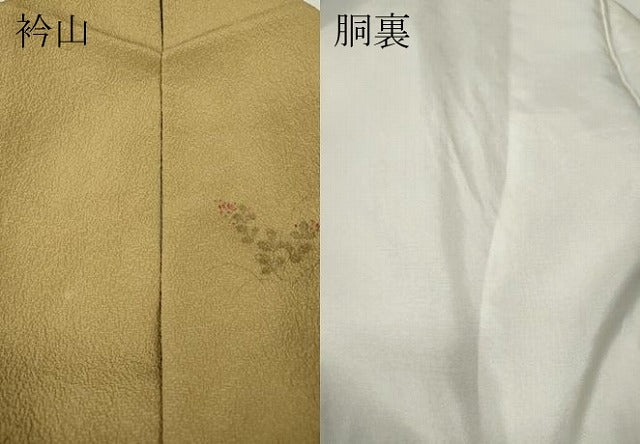 平和屋着物●染色作家　桐山紫香　手描き　訪問着　草花文　金彩　正絹　逸品　CABE6958ut