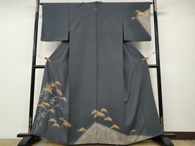 平和屋着物●訪問着　松笹竹文　暈し染め　金彩　三越扱い　正絹　逸品　CABE6962ut