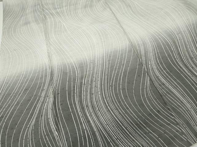 平和屋着物●訪問着　紬地　よろけ縞　正絹　逸品　CABE6964ut