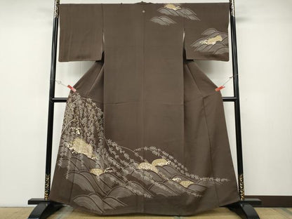 平和屋着物●訪問着　駒刺繍　水車　立波枝垂れ柳　金彩　正絹　逸品　CABE6967ut