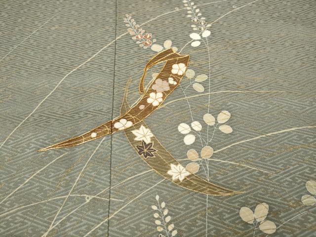 平和屋着物●訪問着　駒刺繍　草花文　金彩　正絹　逸品　CABE6970ut