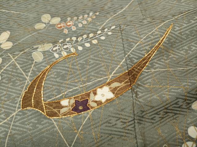 平和屋着物●訪問着　駒刺繍　草花文　金彩　正絹　逸品　CABE6970ut