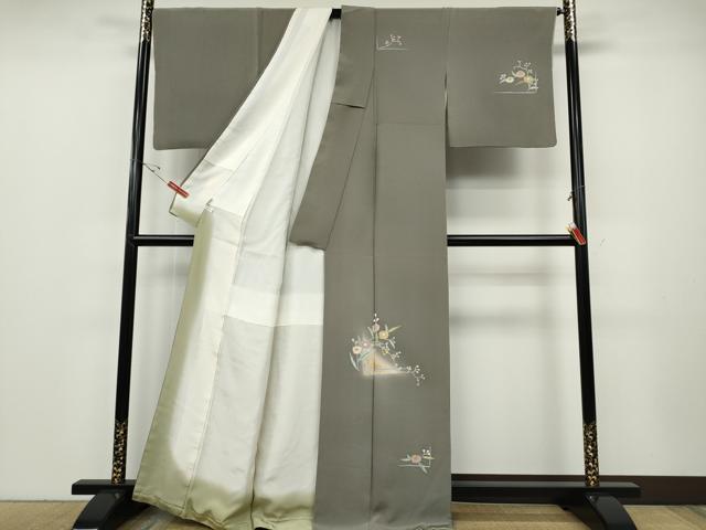 平和屋着物●訪問着　駒刺繍　枝花文　金彩　正絹　逸品　CABE6972ut