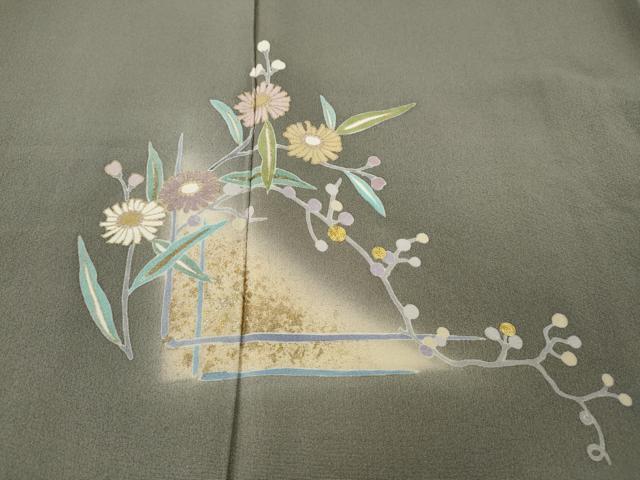 平和屋着物●訪問着　駒刺繍　枝花文　金彩　正絹　逸品　CABE6972ut