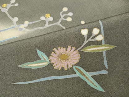 平和屋着物●訪問着　駒刺繍　枝花文　金彩　正絹　逸品　CABE6972ut