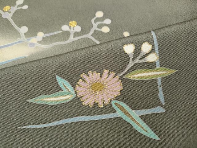 平和屋着物●訪問着　駒刺繍　枝花文　金彩　正絹　逸品　CABE6972ut