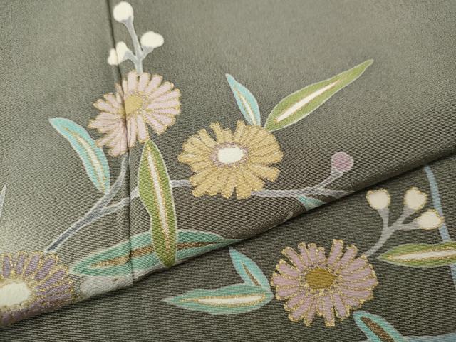 平和屋着物●訪問着　駒刺繍　枝花文　金彩　正絹　逸品　CABE6972ut