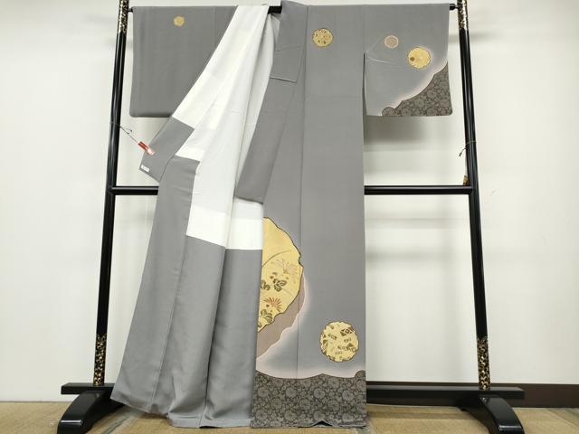 平和屋着物●訪問着　雪輪吉祥草花文　金彩　正絹　逸品　CABE6974ut