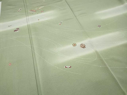 平和屋着物●訪問着　駒刺繍　宝尽くし蒔絵花文　暈し染め　正絹　逸品　CABE6976ut