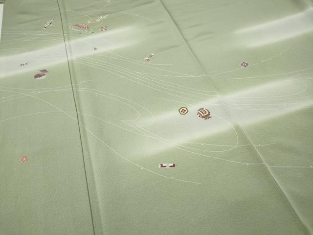 平和屋着物●訪問着　駒刺繍　宝尽くし蒔絵花文　暈し染め　正絹　逸品　CABE6976ut