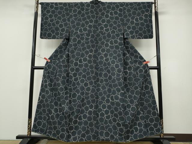 平和屋着物●上質な小紋　紬地　雪輪文　正絹　逸品　CABE6980ut