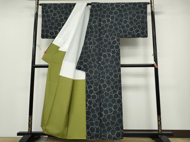 平和屋着物●上質な小紋　紬地　雪輪文　正絹　逸品　CABE6980ut