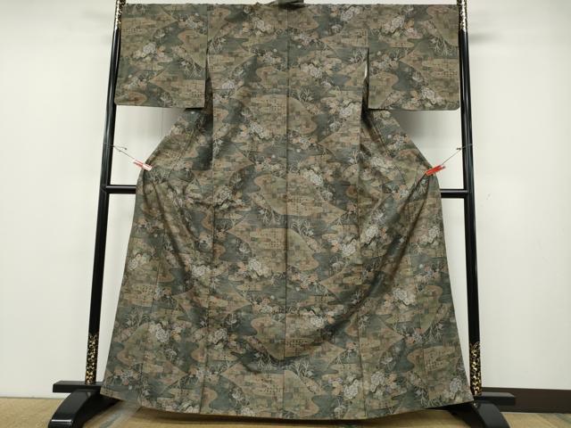 平和屋着物●本場大島紬　7マルキ　エ霞吉祥花文　正絹　逸品　CABE6982ut