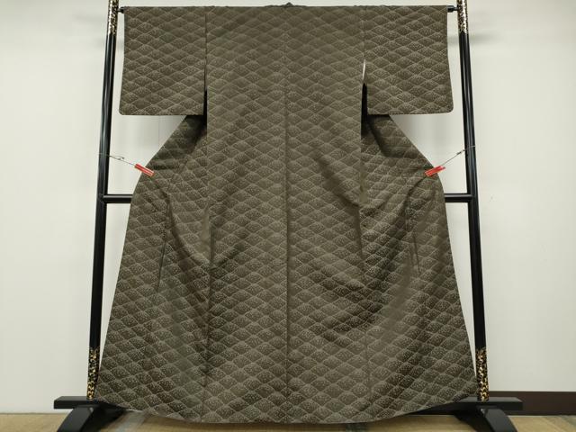 平和屋着物●上質なお召　鹿の子吉祥文　正絹　逸品　CABE6985ut