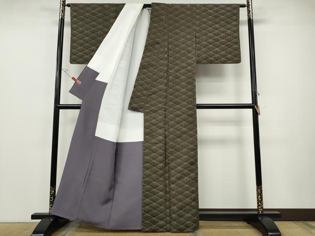平和屋着物●上質なお召　鹿の子吉祥文　正絹　逸品　CABE6985ut