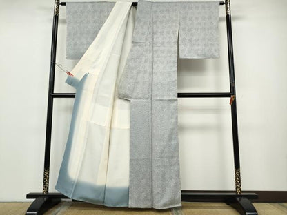 平和屋着物●名門　藤娘きぬたや・総絞り　杢目絞り　小紋　正絹　逸品　CABE6987ut