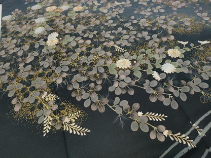 平和屋着物●訪問着　駒刺繍　流水舞蝶草花文　金通し地　正絹　逸品　CABE6992ut