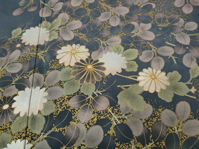 平和屋着物●訪問着　駒刺繍　流水舞蝶草花文　金通し地　正絹　逸品　CABE6992ut