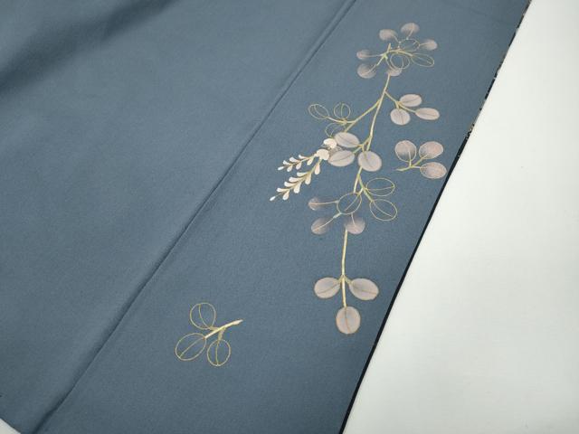 平和屋着物○訪問着 駒刺繍 流水舞蝶草花文 金通し地