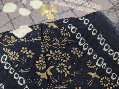 平和屋着物●訪問着　駒刺繍　絞り　飛鶴枝花文　金彩　正絹　逸品　CABE6996ut
