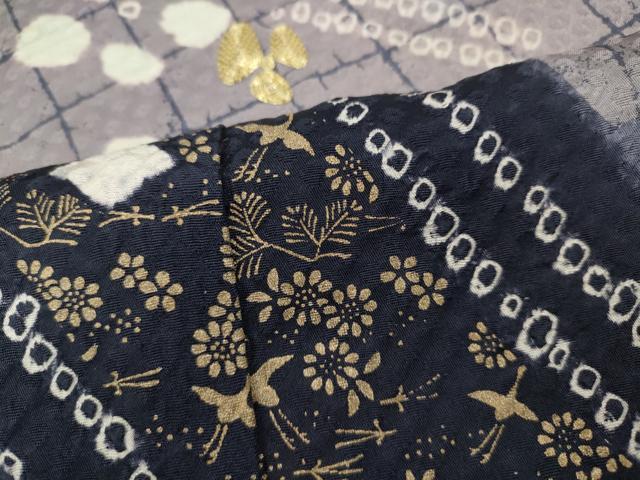 平和屋着物●訪問着　駒刺繍　絞り　飛鶴枝花文　金彩　正絹　逸品　CABE6996ut