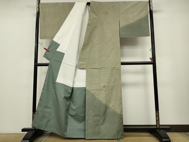 平和屋着物●訪問着　本場大島紬　総刺繍　草花丸文　金糸　正絹　逸品　未使用　CABE6997ut
