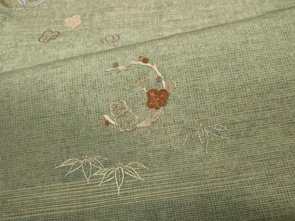 平和屋着物●訪問着　本場大島紬　総刺繍　草花丸文　金糸　正絹　逸品　未使用　CABE6997ut