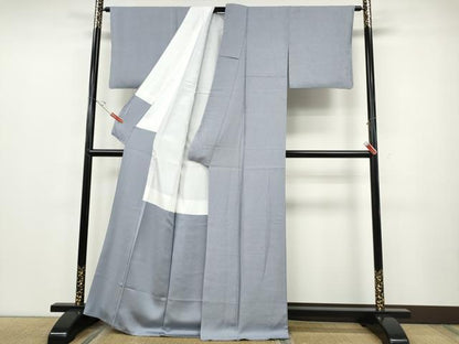 平和屋着物●上質な色無地　雲取り紗綾形地紋　淡藤色　正絹　逸品　CABE7005ut