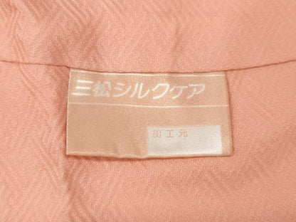平和屋着物●上質な色無地　草花地紋　一斤染色　ロング丈　正絹　逸品　CABE7006ut