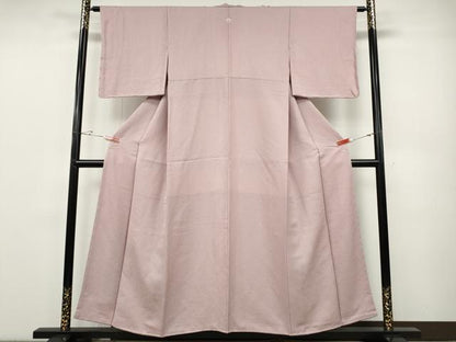 平和屋着物●上質な色無地　霞地紋　紅藤色　正絹　逸品　CABE7007ut