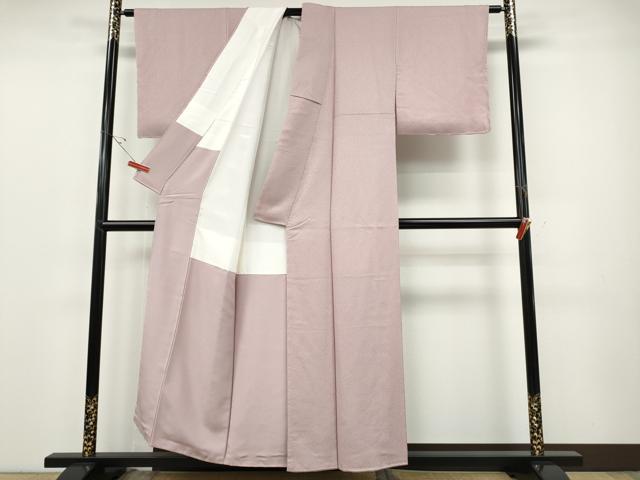 平和屋着物●上質な色無地　霞地紋　紅藤色　正絹　逸品　CABE7007ut
