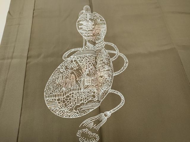 平和屋着物●男性　長襦袢　袷　人物瓢箪文　正絹　逸品　CABE7018ut