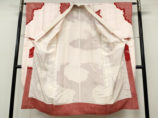 平和屋着物●振袖用長襦袢　袷　絞り　飛鶴文　正絹　逸品　CABE7019ut