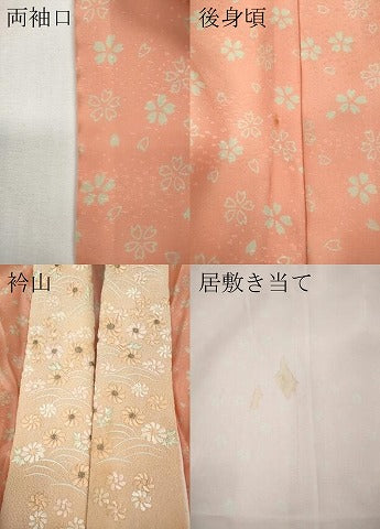 平和屋着物●長襦袢　無双仕立て　舞桜文　半衿刺繍　洗える着物　CABE7021ut
