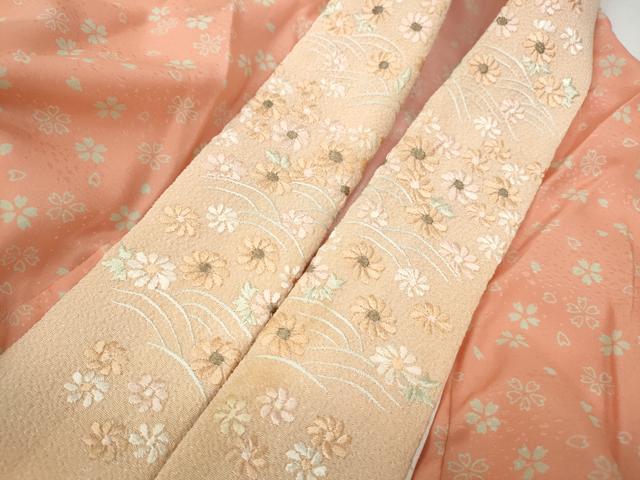 平和屋着物●長襦袢　無双仕立て　舞桜文　半衿刺繍　洗える着物　CABE7021ut