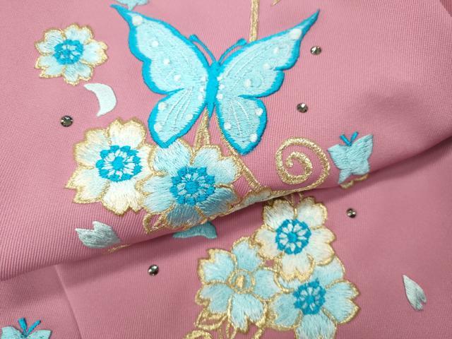 平和屋着物●女性　行灯袴　総刺繍　ラインストーン　舞蝶花文　金糸　洗える着物　CABE7022ut