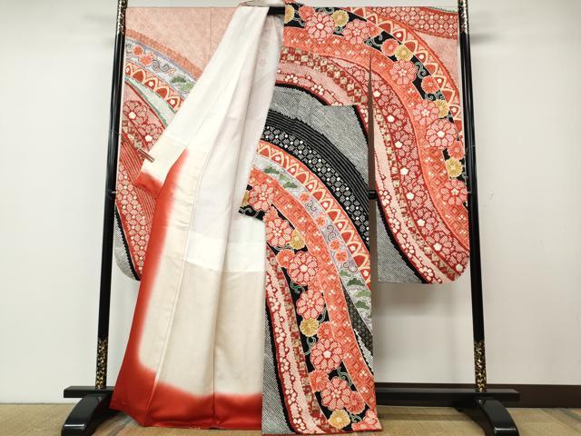 平和屋着物●豪華振袖・長襦袢セット　絞り　熨斗吉祥舞花文　金彩　正絹　逸品　CABE7037ut