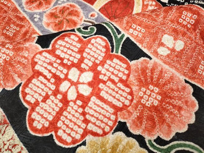 平和屋着物●豪華振袖・長襦袢セット　絞り　熨斗吉祥舞花文　金彩　正絹　逸品　CABE7037ut