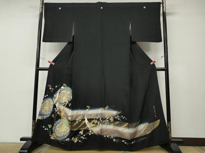 平和屋着物●豪華黒留袖　作家物　更紗圓舞　暈し染め　金彩　正絹　逸品　CABE7040ut
