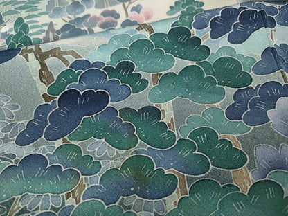 平和屋着物●十日町友禅作家　岡村蒼風　黒留袖　風景草花文　暈し染め　正絹　逸品　CABE7041ut