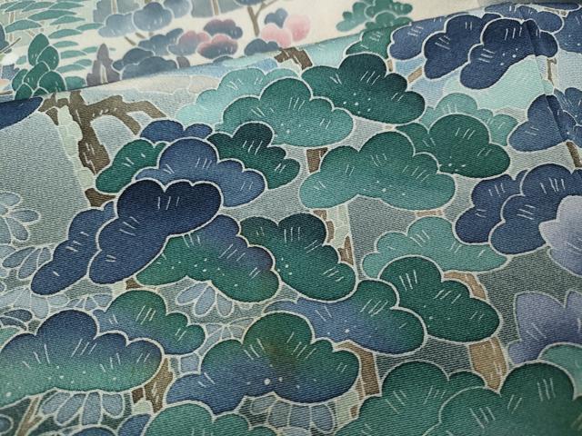 平和屋着物●十日町友禅作家　岡村蒼風　黒留袖　風景草花文　暈し染め　正絹　逸品　CABE7041ut