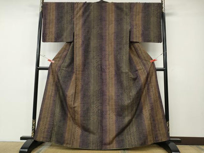 平和屋着物●上質な紬　風景草花文　正絹　逸品　CABE7043ut