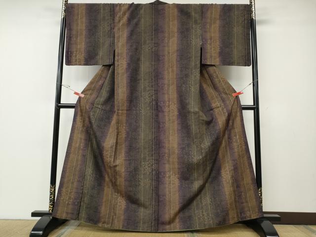 平和屋着物●上質な紬　風景草花文　正絹　逸品　CABE7043ut
