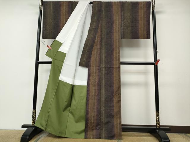 平和屋着物●上質な紬　風景草花文　正絹　逸品　CABE7043ut