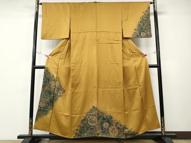 平和屋着物●訪問着　鳳凰鴛鴦花唐草文　暈し染め　金彩　正絹　逸品　CABE7046ut 平和屋着物○訪問着 鳳凰鴛鴦花唐草文 暈し染め 金彩 正絹