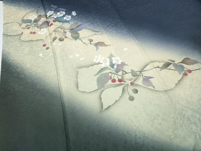 平和屋着物●京の匠日展作家　丹下雄介　訪問着　桜　枝木の実　暈し染め　金彩　正絹　逸品　CABE7049ut