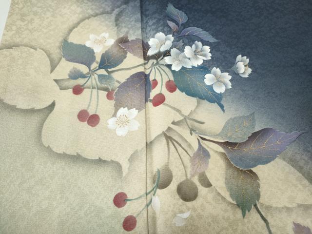 平和屋着物●京の匠日展作家　丹下雄介　訪問着　桜　枝木の実　暈し染め　金彩　正絹　逸品　CABE7049ut