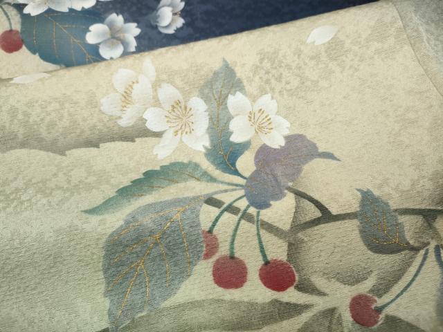 平和屋着物●京の匠日展作家　丹下雄介　訪問着　桜　枝木の実　暈し染め　金彩　正絹　逸品　CABE7049ut