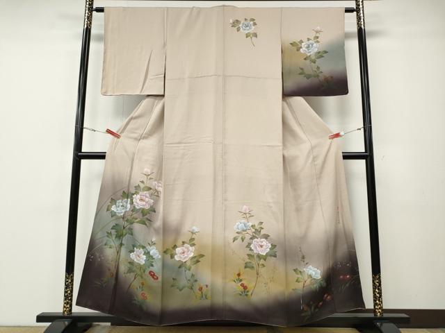 平和屋着物●訪問着　作家物　手描き　枝花文　暈し染め　正絹　逸品　未使用　CABE7050ut
