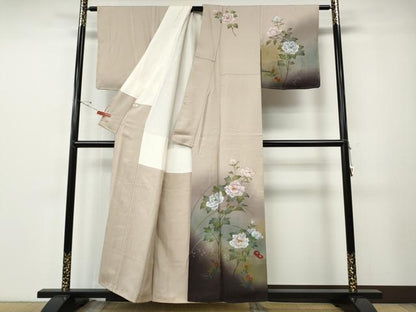 平和屋着物●訪問着　作家物　手描き　枝花文　暈し染め　正絹　逸品　未使用　CABE7050ut